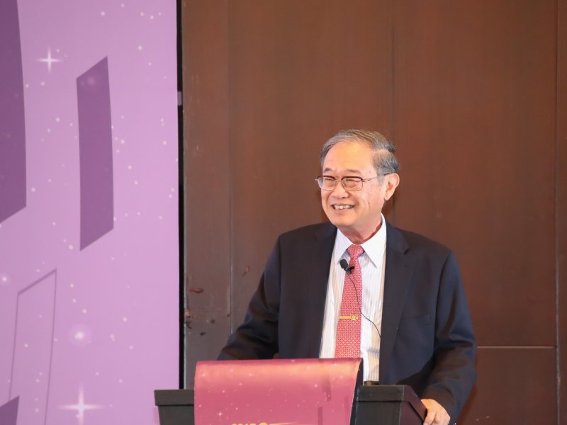 2017年11月15日TSIA年會邀請施敏教授擔任Keynote演講嘉賓，對浮閘記憶體發表演說。（協會提供）